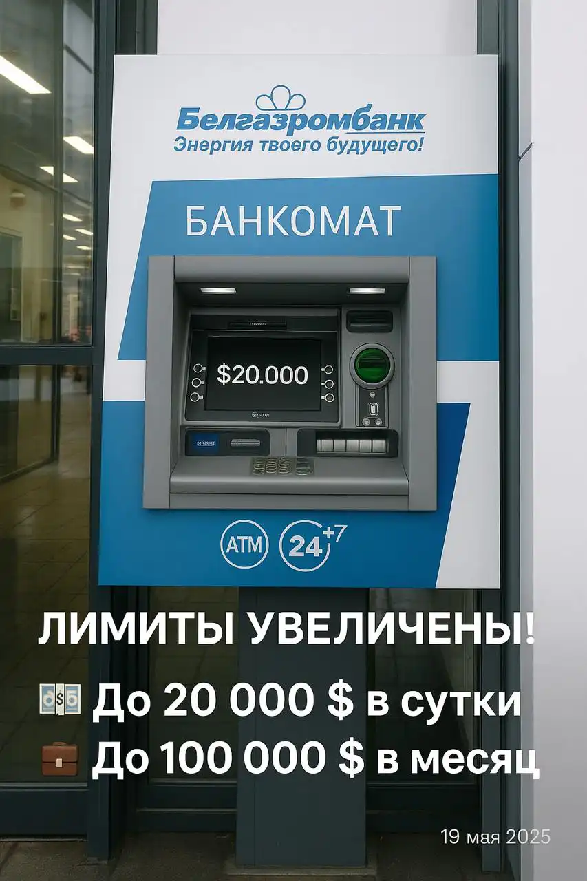 Белгазпромбанк увеличил лимиты на снятие наличной валюты с карт